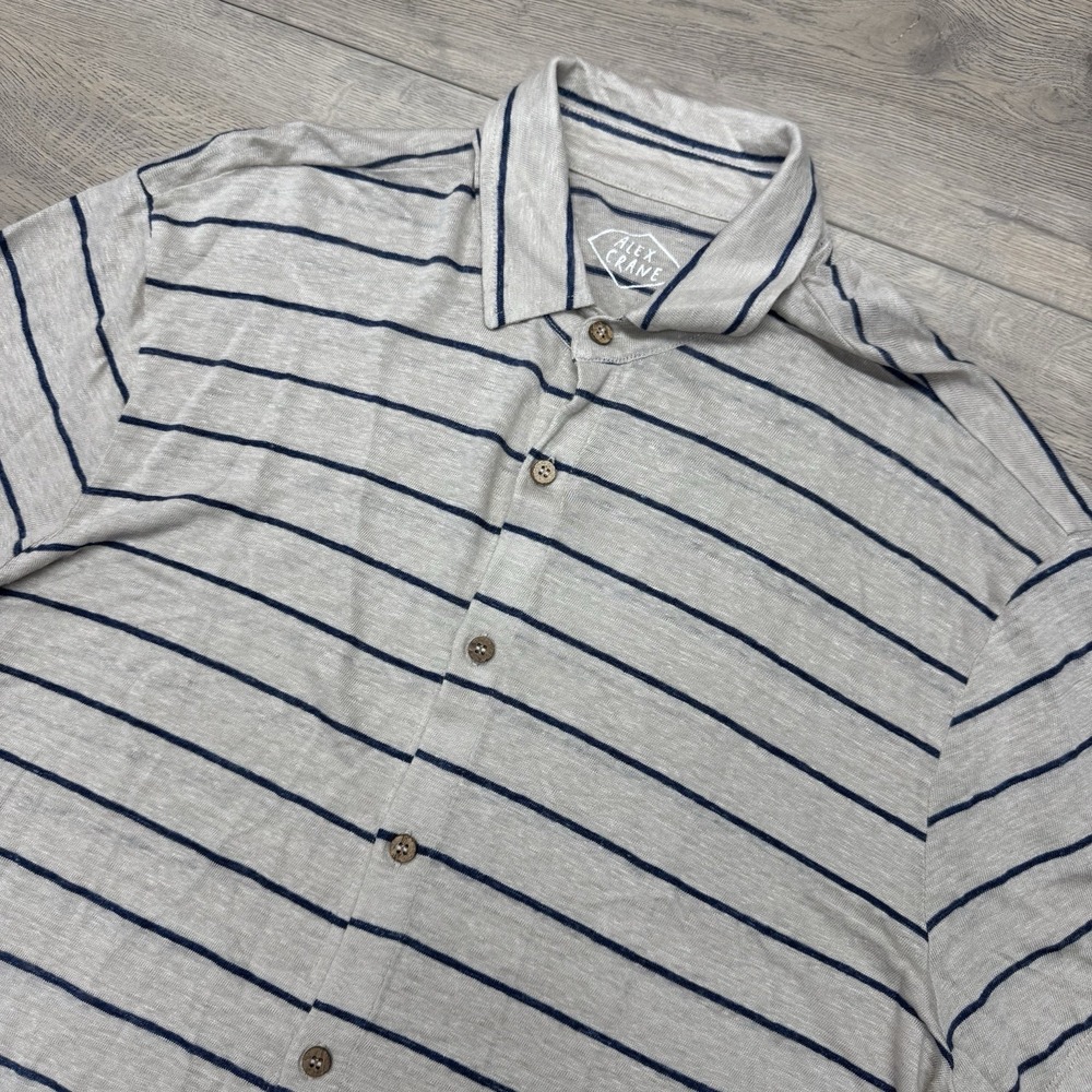 Alex Crane European Linen S/S Button Up Shirt Men Sz XL Knit Preppy